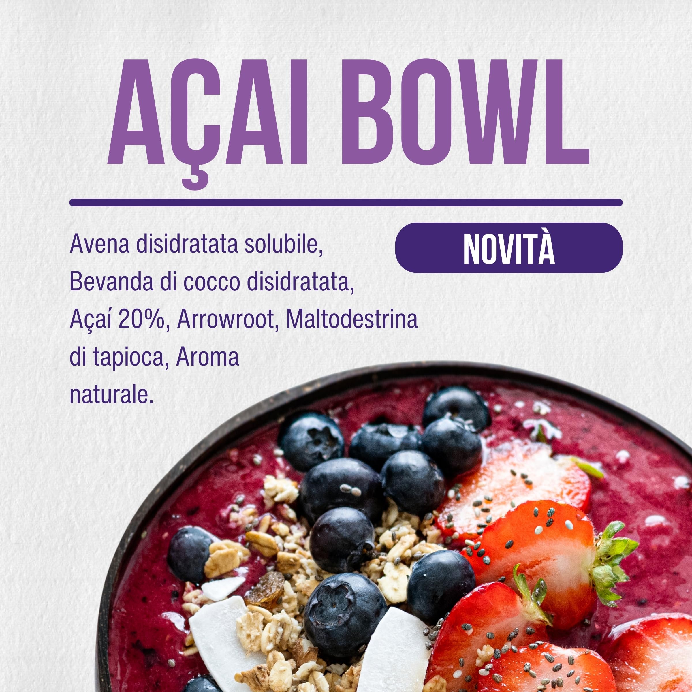 Energy Feelings Preparato per Açaí Bowl Bio 500 g con avena e cocco