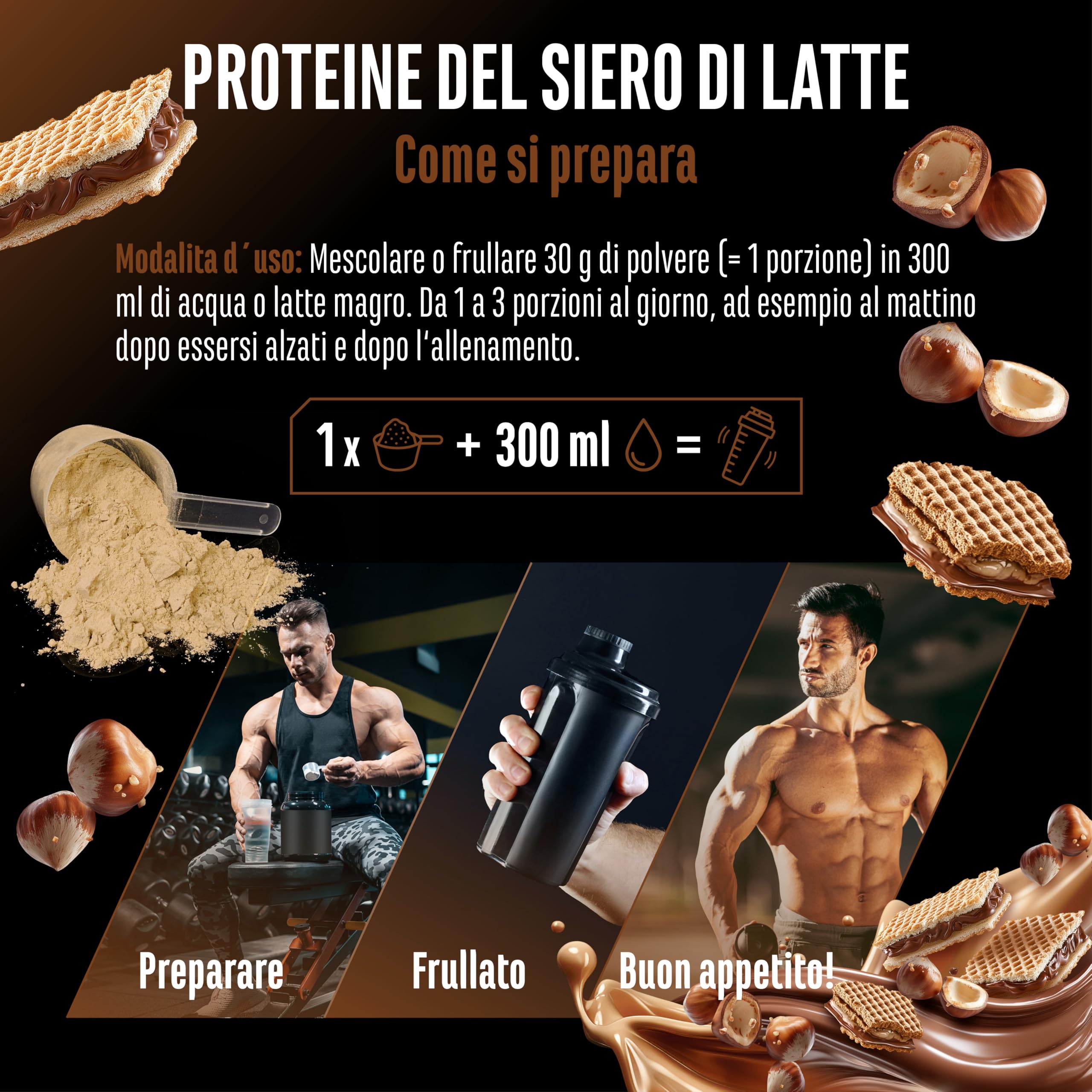 Elite Whey Protein Whey Protein in Polvere Panino alla Nocciola 1000 g con isolato