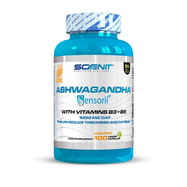 Scenit Nutrition Ashwagandha Sensoril® capsule 100 vegane con vitamine B3 e B5