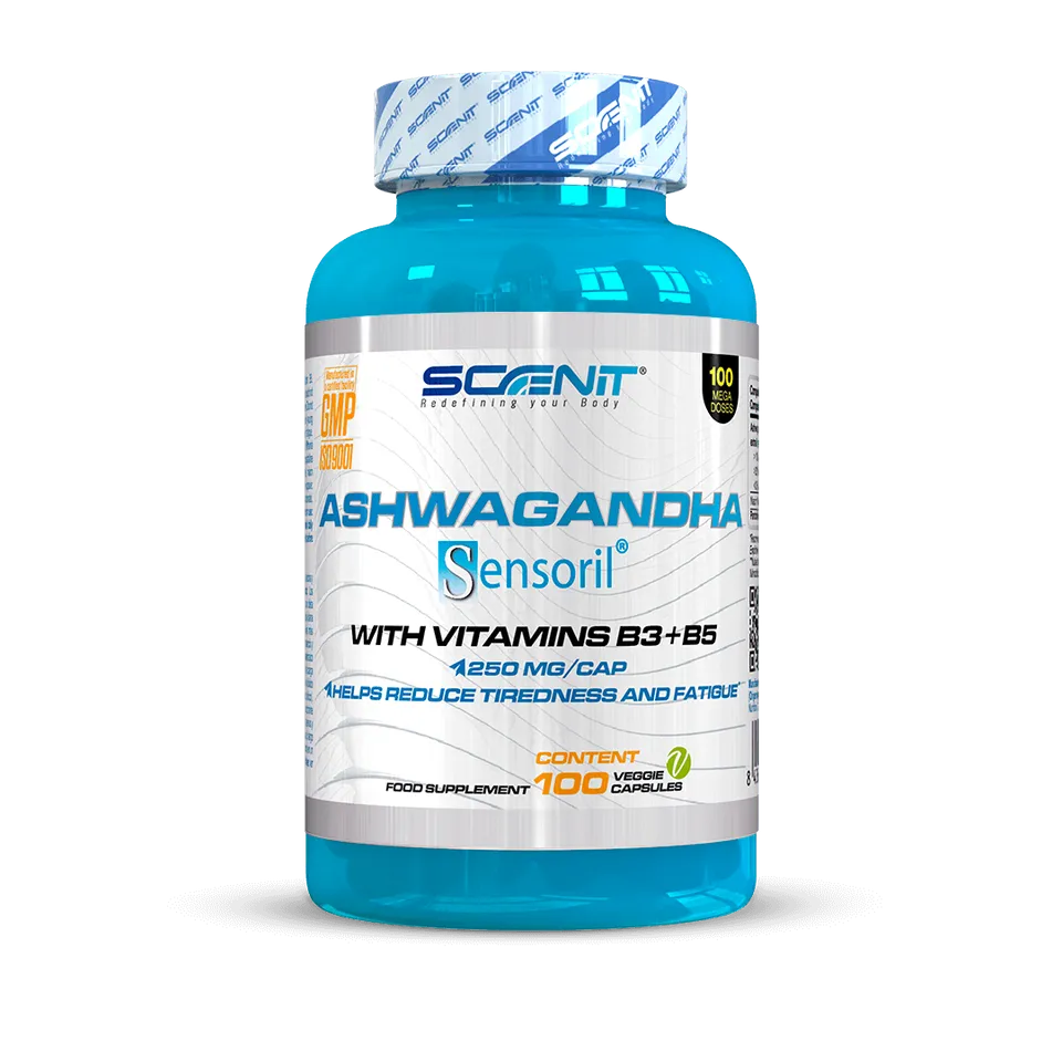 Scenit Nutrition Ashwagandha Sensoril® capsule 100 vegane con vitamine B3 e B5