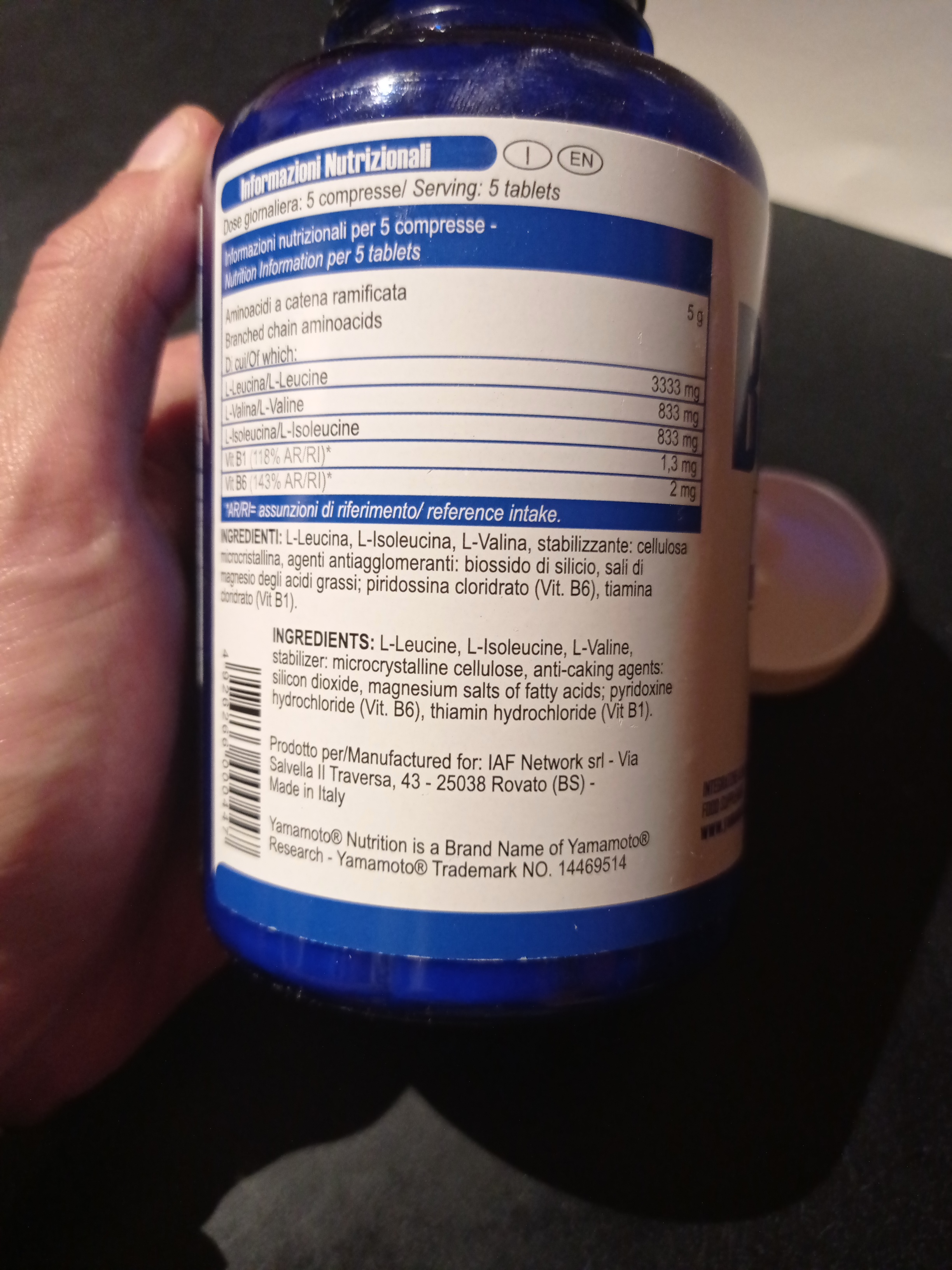 YAMAMOTO Aminoacidi e BCAAs Bcaa 4:1:1 BCAA 200 compresse B1 B6