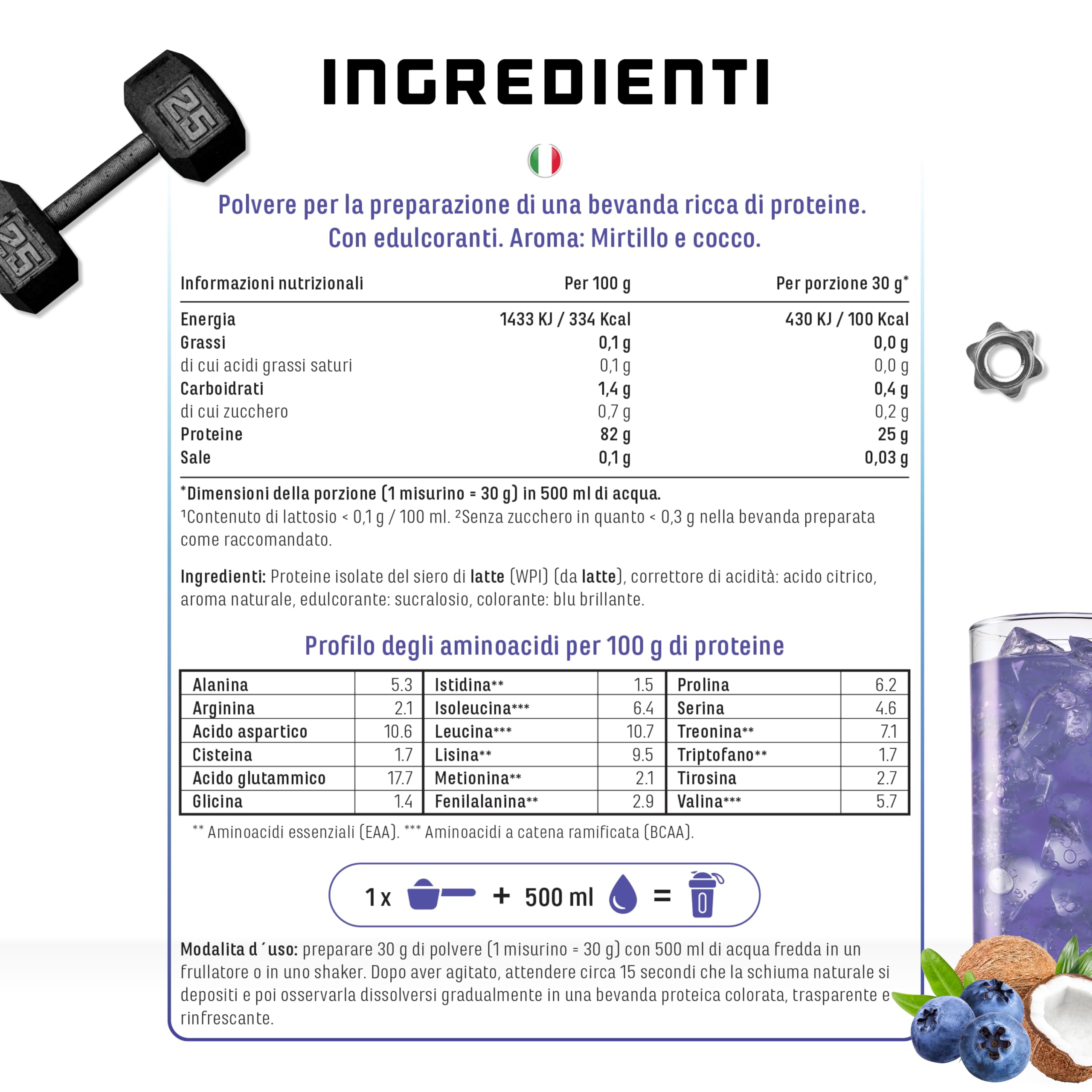 Elite Clear Whey Isolate Protein Shake clear whey 900 g mirtillo e cocco 24 g proteine
